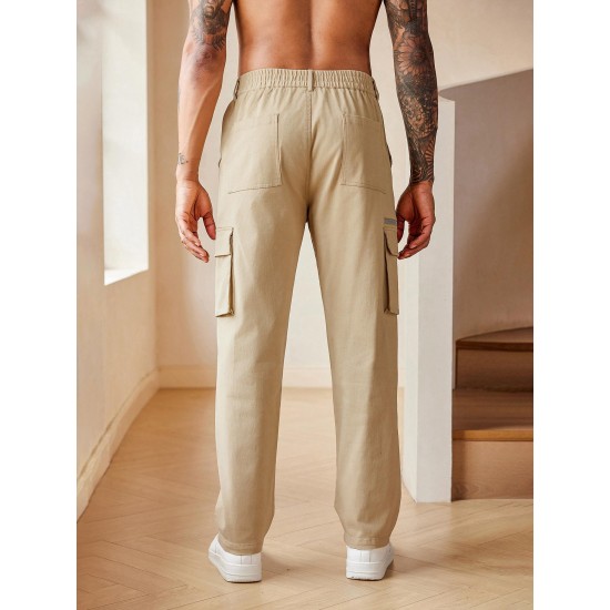 Men's Casual Cargo Pants Relaxed Fit Elastic Waist Work Pant Athletic Jogger Sweatpants with Multi Pockets