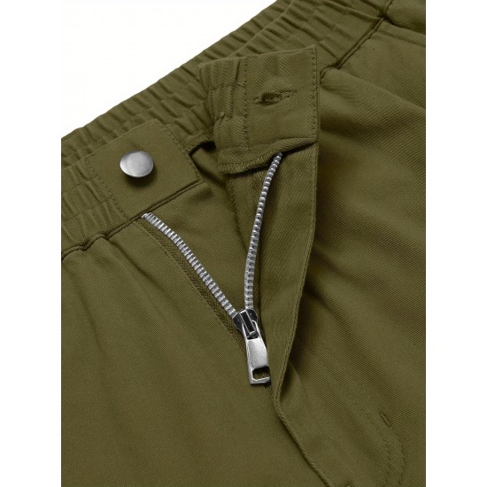 Men's Casual Cargo Pants Relaxed Fit Elastic Waist Work Pant Athletic Jogger Sweatpants with Multi Pockets