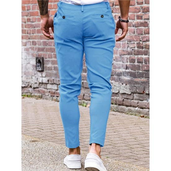 Mens Chinos Slim Fit Pants Flat Front Stretch Skinny Tapered Dress Pants Comfort Casual Solid Trousers