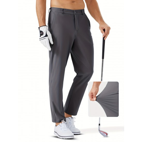 1pc ZUTY Men'S Golf Pants - Solid Color Nylon Sports Style, Skinny Fit, Medium Stretch with 5 Pockets, 4-Way Stretch Fabric, Regular Length, Casual Scene, Suitable for Fall/Winter, Ideal for Golf, Workout, and Athletic Activities