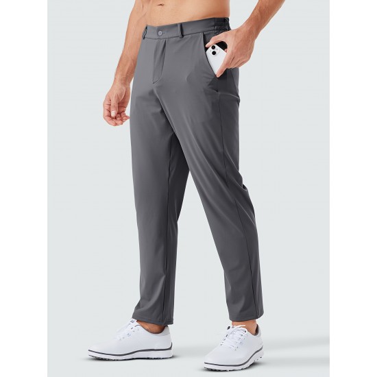 1pc ZUTY Men'S Golf Pants - Solid Color Nylon Sports Style, Skinny Fit, Medium Stretch with 5 Pockets, 4-Way Stretch Fabric, Regular Length, Casual Scene, Suitable for Fall/Winter, Ideal for Golf, Workout, and Athletic Activities