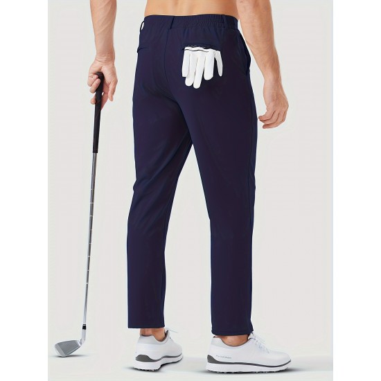 1pc ZUTY Men'S Golf Pants - Solid Color Nylon Sports Style, Skinny Fit, Medium Stretch with 5 Pockets, 4-Way Stretch Fabric, Regular Length, Casual Scene, Suitable for Fall/Winter, Ideal for Golf, Workout, and Athletic Activities