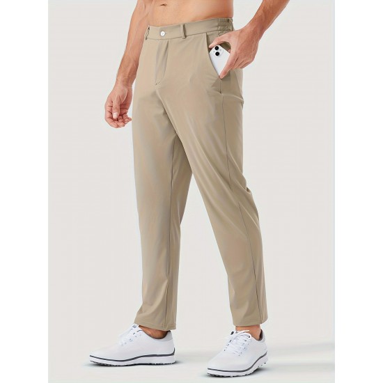 1pc ZUTY Men'S Golf Pants - Solid Color Nylon Sports Style, Skinny Fit, Medium Stretch with 5 Pockets, 4-Way Stretch Fabric, Regular Length, Casual Scene, Suitable for Fall/Winter, Ideal for Golf, Workout, and Athletic Activities