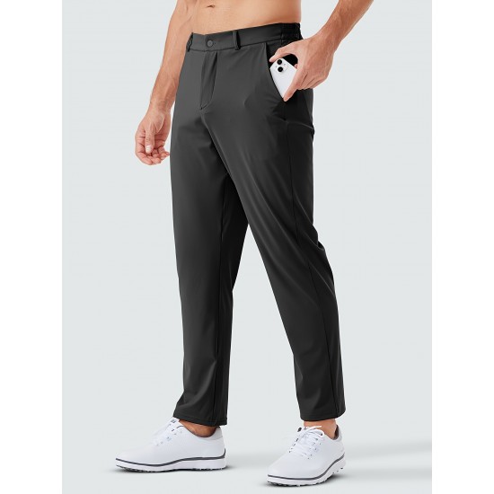 1pc ZUTY Men'S Golf Pants - Solid Color Nylon Sports Style, Skinny Fit, Medium Stretch with 5 Pockets, 4-Way Stretch Fabric, Regular Length, Casual Scene, Suitable for Fall/Winter, Ideal for Golf, Workout, and Athletic Activities