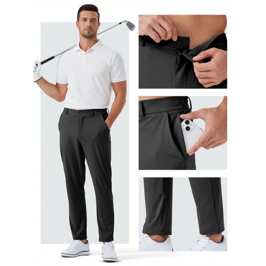 1pc ZUTY Men'S Golf Pants - Solid Color Nylon Sports Style, Skinny Fit, Medium Stretch with 5 Pockets, 4-Way Stretch Fabric, Regular Length, Casual Scene, Suitable for Fall/Winter, Ideal for Golf, Workout, and Athletic Activities