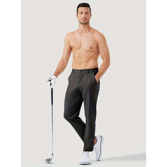 1pc ZUTY Men'S Golf Pants - Solid Color Nylon Sports Style, Skinny Fit, Medium Stretch with 5 Pockets, 4-Way Stretch Fabric, Regular Length, Casual Scene, Suitable for Fall/Winter, Ideal for Golf, Workout, and Athletic Activities