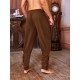 Men's Viking Renaissance-Inspired Casual Pants with Drawstring Waist and Tapered Legs - Solid Color, Polyester, Machine Washable