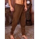 Men's Viking Renaissance-Inspired Casual Pants with Drawstring Waist and Tapered Legs - Solid Color, Polyester, Machine Washable