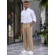 Men's Casual Chino Slacks - Relaxed Fit, Expandable Waist, Solid Color with Pockets, Breathable Blend, Machine Washable