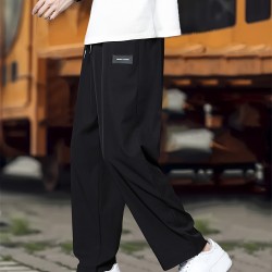 Men's Fashionable Plain Casual Pants, Comfortable Version, Elastic Waist With Drawstring Pants, Suitable For Outdoor Activities Gifts