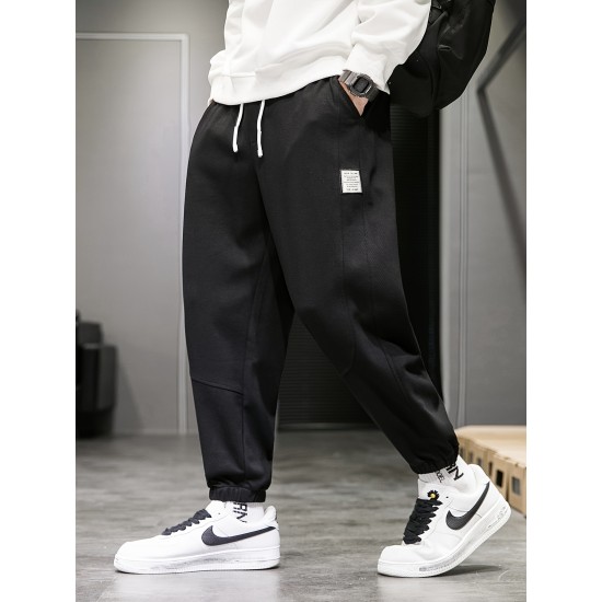 Men's Fleece-Lined Casual Joggers - Warm, Breathable Sweatpants for Fall/Winter | Thick Harem Style with Drawstring Waist & Pockets