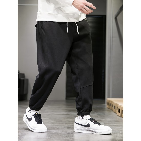 Men's Fleece-Lined Casual Joggers - Warm, Breathable Sweatpants for Fall/Winter | Thick Harem Style with Drawstring Waist & Pockets