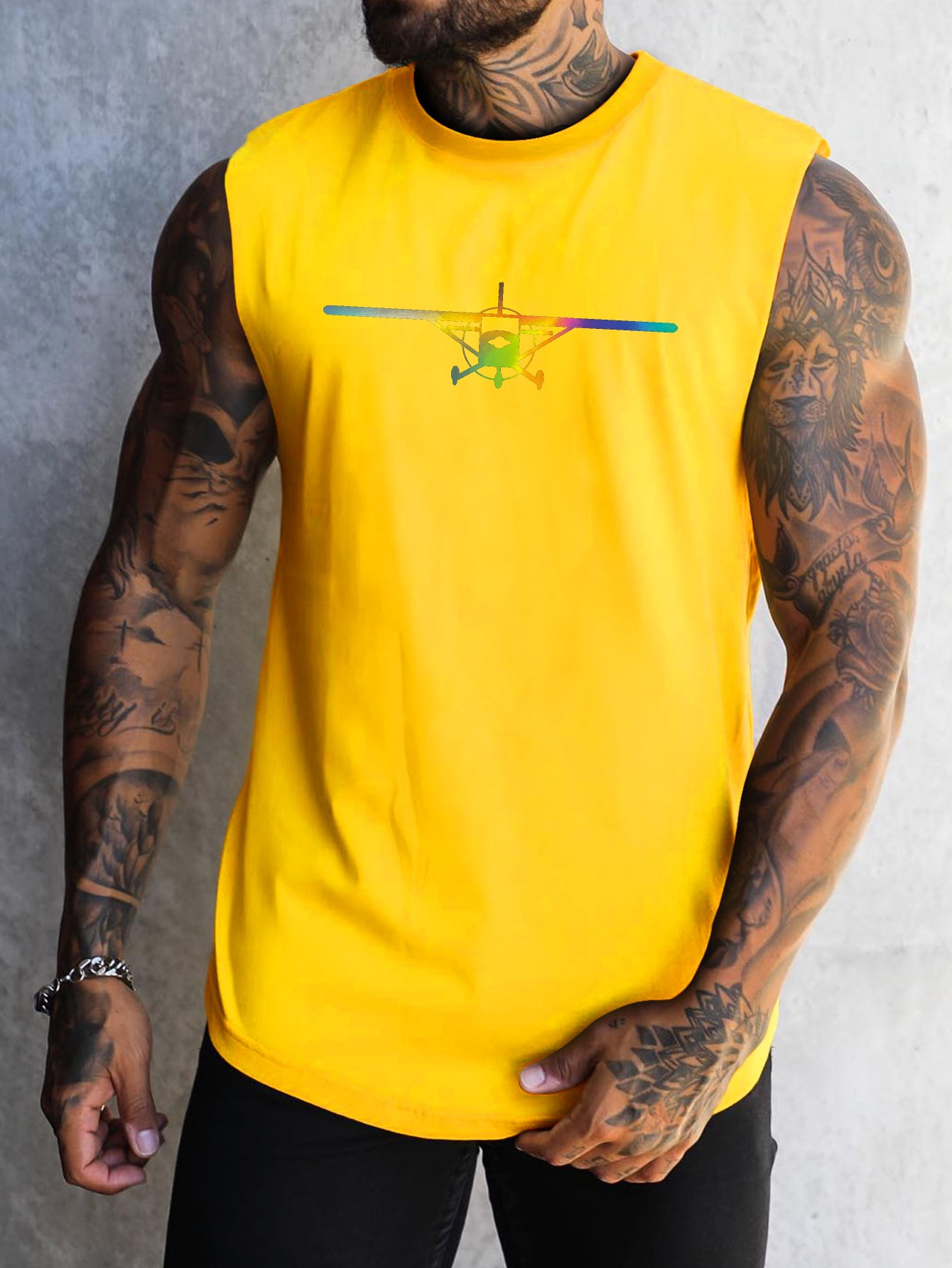 mens athletic   top quick dry moisture wicking breathable   gym running training summer sleeveless shirt with unique graphic design details 6