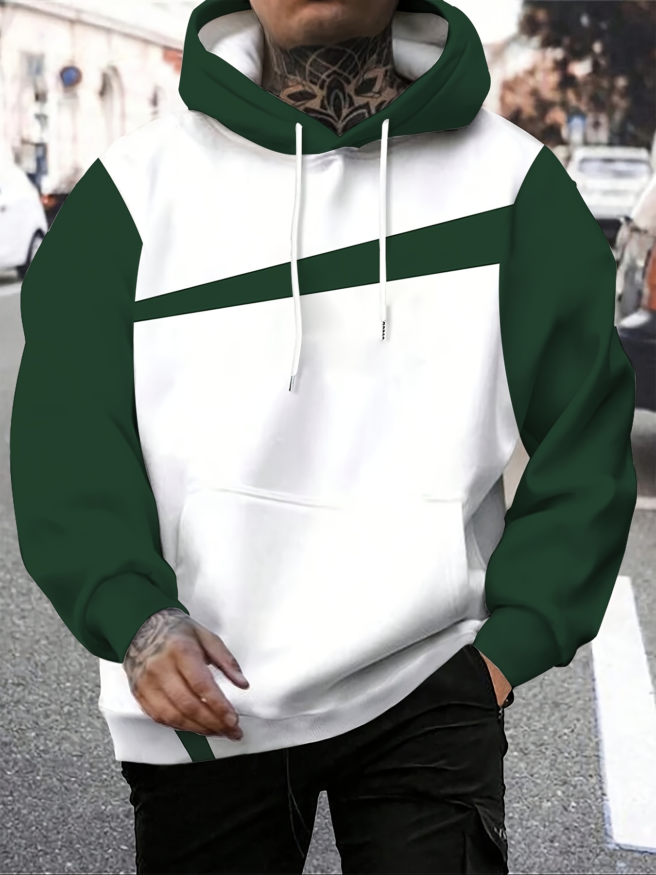 mens plus size   long sleeve hoodie casual stylish hooded pullover details 6